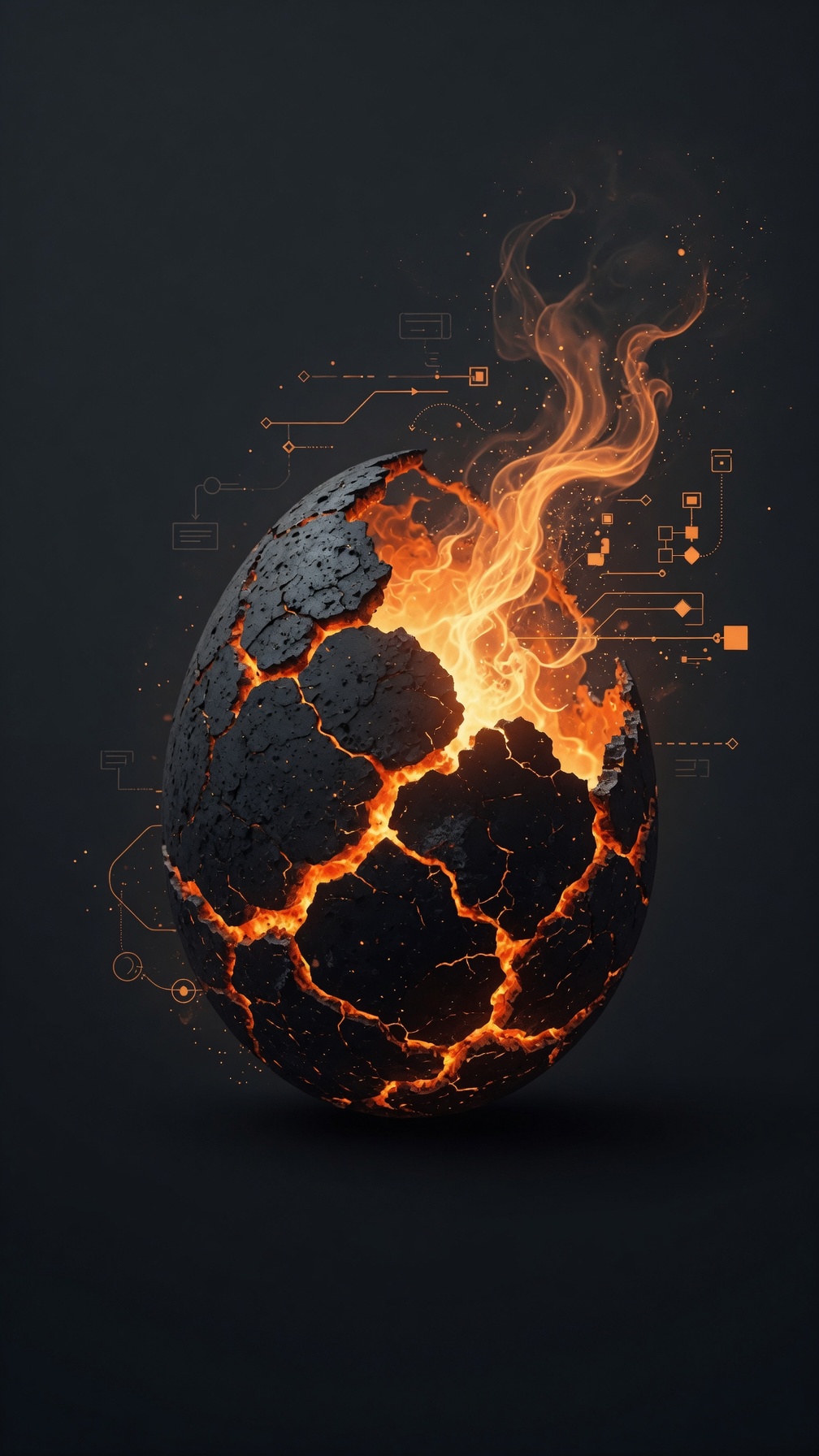 The LavaEgg: a cracked black egg with molten lava and flame breaking out